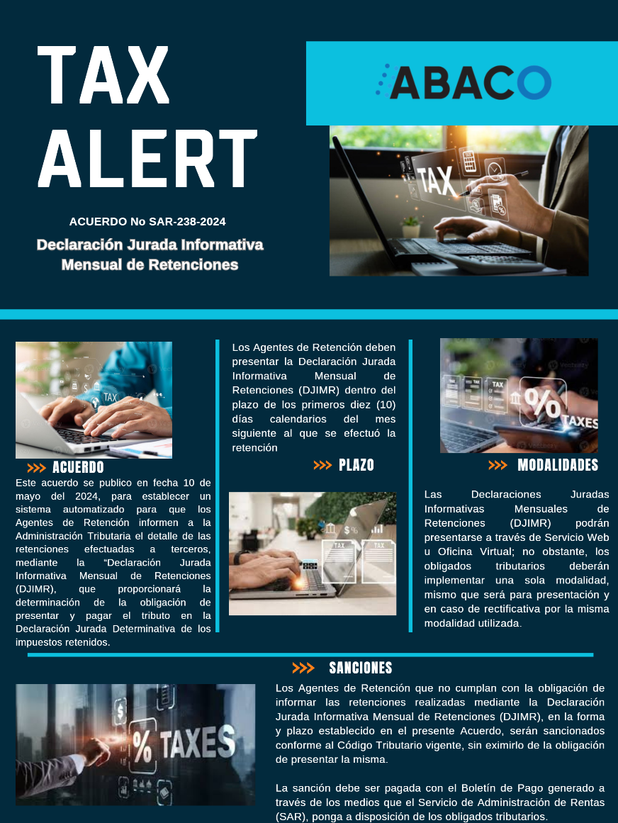 TAXALERTSacuerdos Tax Alert de ABACO Internacional sobre Declaración Jurada Informativa Mensual de Retenciones